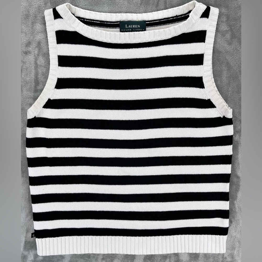 Lauren Ralph Lauren Sleeveless Striped Sweater Women Medium